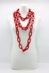 Rectangular Recycled Wooden Chain Necklace - Set - Jianhui London