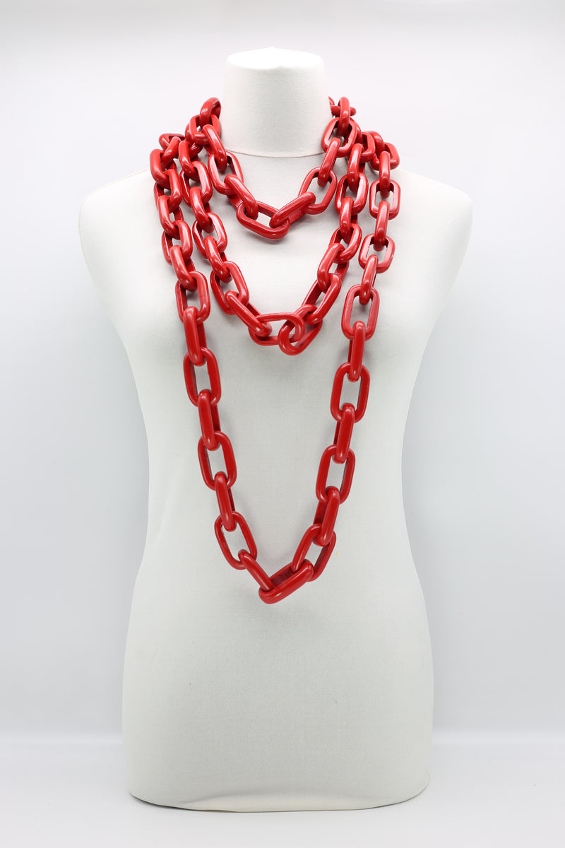 Rectangular Recycled Wooden Chain Necklace - Set - Jianhui London