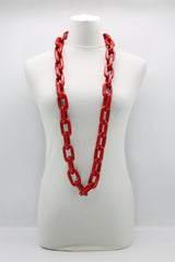 120cm Long Rectangular Recycled Wooden Chain Necklace - Jianhui London