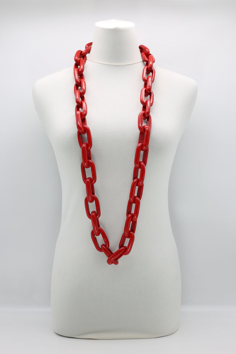 120cm Long Rectangular Recycled Wooden Chain Necklace - Jianhui London