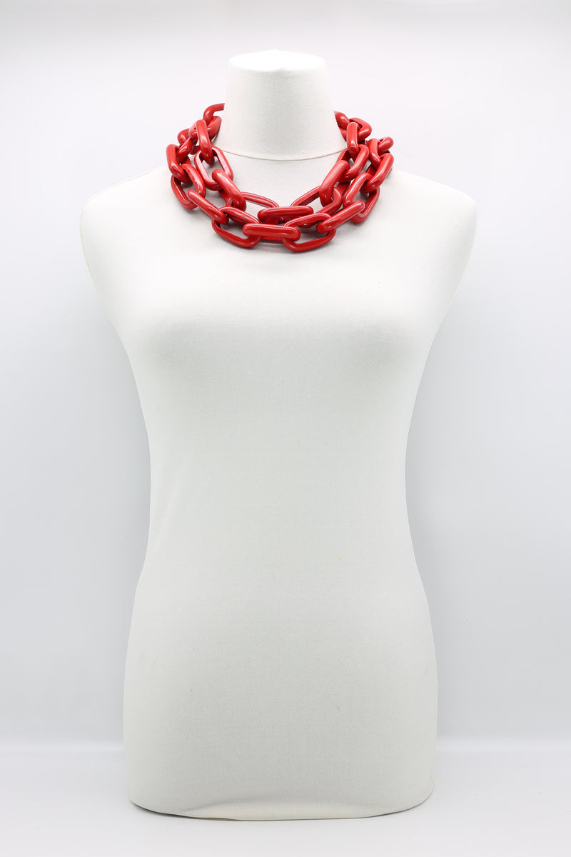 120cm Long Rectangular Recycled Wooden Chain Necklace - Jianhui London