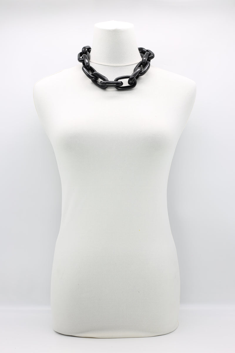 50cm Long Rectangular Recycled Wooden Chain Necklace - Jianhui London