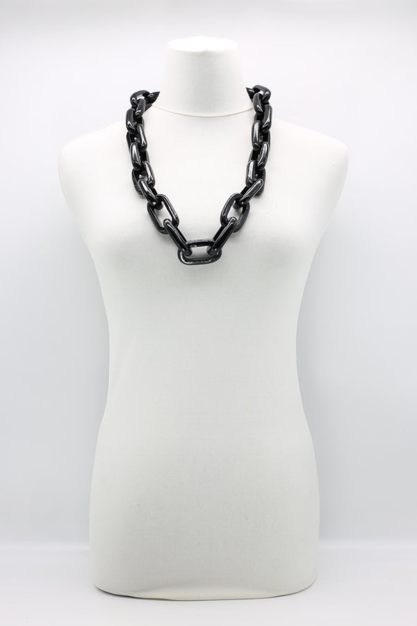 90cm Long Rectangular Recycled Wooden Chain Necklace - Jianhui London