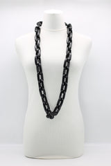 120cm Long Rectangular Recycled Wooden Chain Necklace - Jianhui London