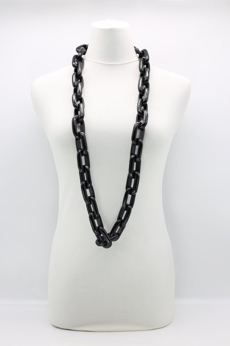 120cm Long Rectangular Recycled Wooden Chain Necklace - Jianhui London