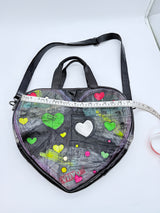 Canvas Carry – Handbag in Painted Upcycled Leather Heart Shape