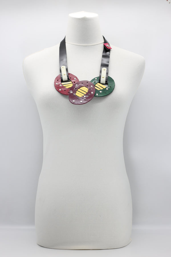 Colourful Hummingbird Eggs Neckalce From Recycled Leather - Jianhui London