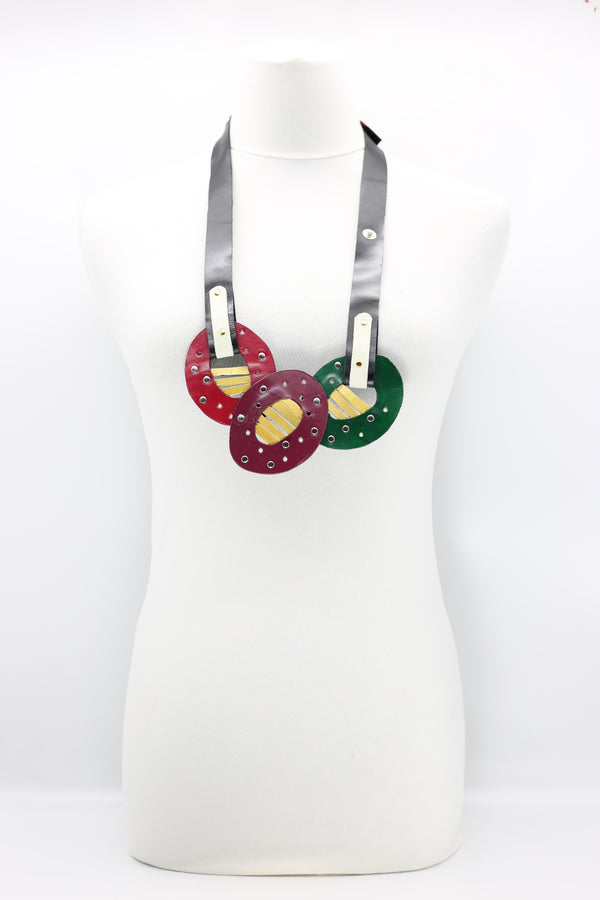 Colourful Hummingbird Eggs Neckalce From Recycled Leather - Jianhui London