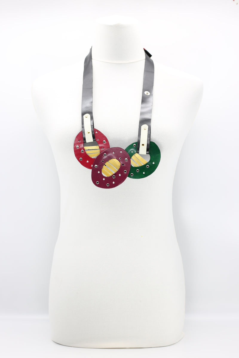 Colourful Hummingbird Eggs Neckalce From Recycled Leather - Jianhui London