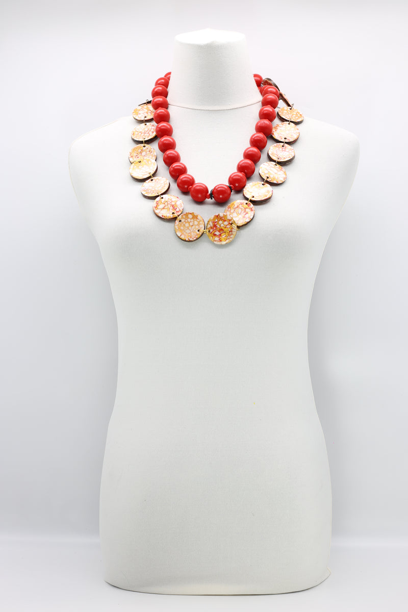 Wooden beads with Upcycled Shells Necklace - Jianhui London