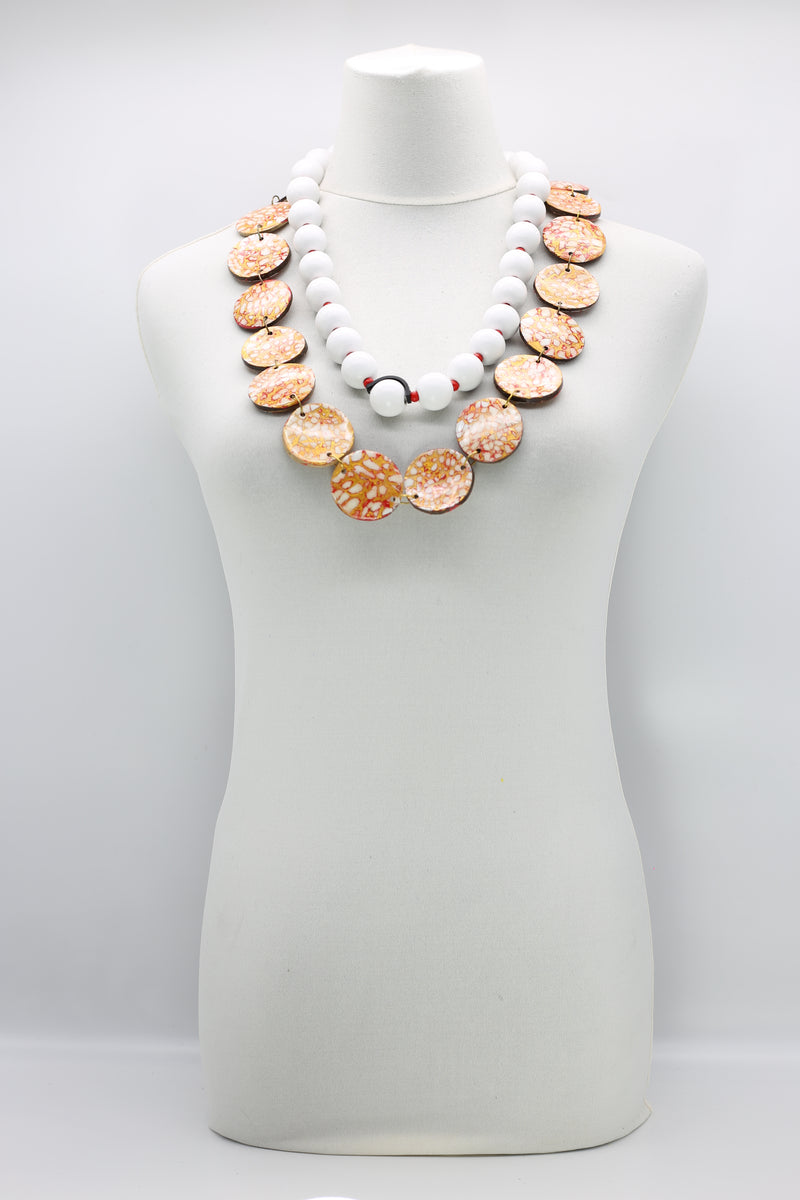 Wooden beads with Upcycled Shells Necklace - Jianhui London