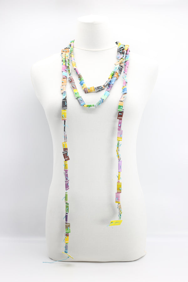 160cm-long Hand Carved And Painted Recycled Leather Necklace - Jianhui London