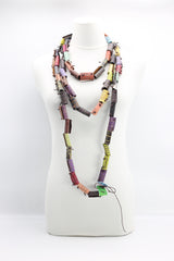 220cm-long hand carved and painted recycled leather necklace - Jianhui London