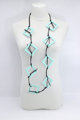 Handmade Geometric Wooden Necklace – Recycled Wood Statement Necklace, Lightweight Boho Jewelry, Laser Cut Square Necklace