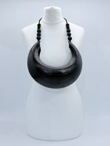 Bamboo Crescent Giant Pendant Statement Necklace or Crossbody Bag