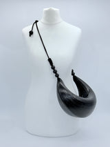 Bamboo Crescent Giant Pendant Statement Necklace or Crossbody Bag