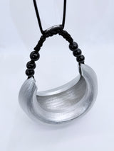 Bamboo Crescent Giant Pendant Statement Necklace or Crossbody Bag