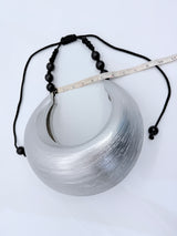 Bamboo Crescent Giant Pendant Statement Necklace or Crossbody Bag