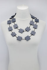 Recycled wood Single Strand Square Necklace