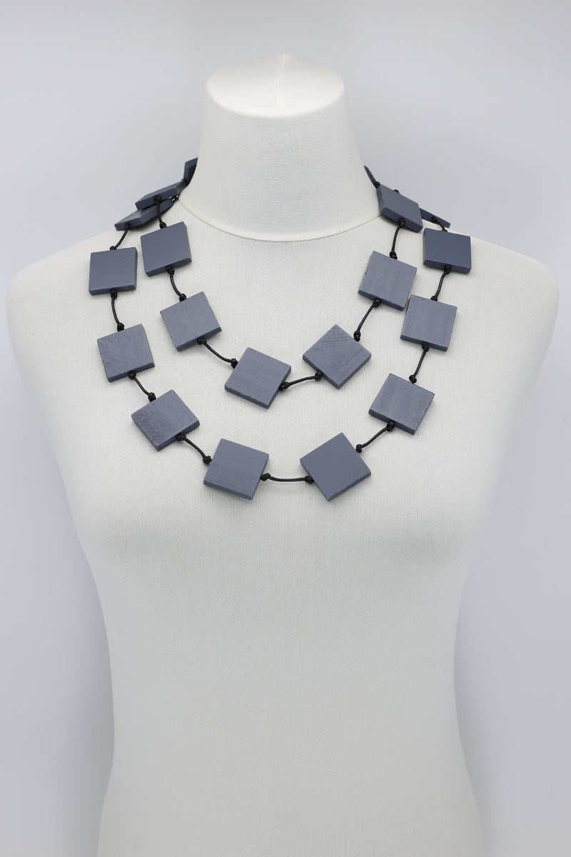Recycled wood Single Strand Square Necklace