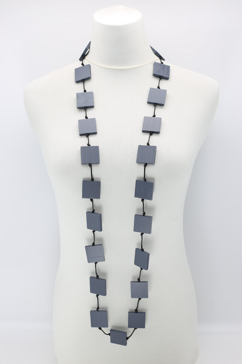 Recycled wood Single Strand Square Necklace
