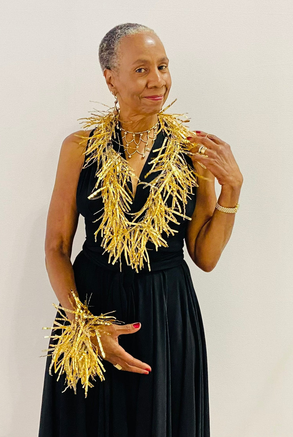 Jimi Hendrix Recycled Plastic Bottle Fringe Necklace - Hand gilded