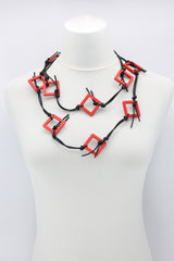 Handmade Geometric Wooden Necklace – Recycled Wood Statement Necklace, Lightweight Boho Jewelry - Small