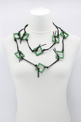 Handmade Geometric Wooden Necklace – Recycled Wood Statement Necklace, Lightweight Boho Jewelry - Small
