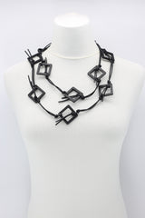 Handmade Geometric Wooden Necklace – Recycled Wood Statement Necklace, Lightweight Boho Jewelry - Small
