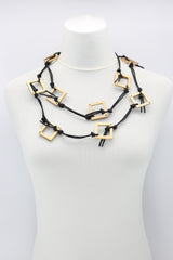 Handmade Geometric Wooden Necklace – Recycled Wood Statement Necklace, Lightweight Boho Jewelry - Small