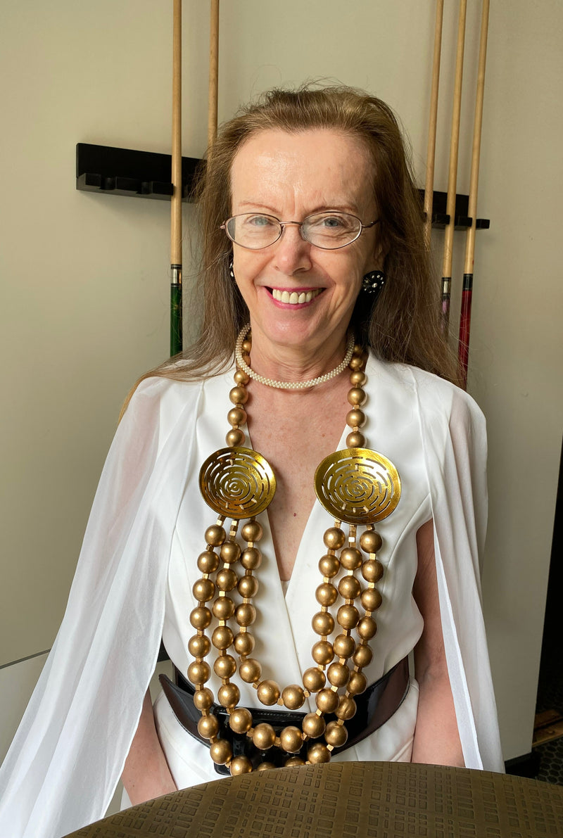 3-Strand Recyled Wood Beads with Big Coconut Shells