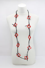 Handmade Geometric Wooden Necklace – Recycled Wood Statement Necklace, Lightweight Boho Jewelry - Small