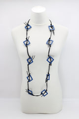 Handmade Geometric Wooden Necklace – Recycled Wood Statement Necklace, Lightweight Boho Jewelry - Small