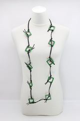 Handmade Geometric Wooden Necklace – Recycled Wood Statement Necklace, Lightweight Boho Jewelry - Small