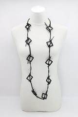 Handmade Geometric Wooden Necklace – Recycled Wood Statement Necklace, Lightweight Boho Jewelry - Small