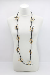 Handmade Geometric Wooden Necklace – Recycled Wood Statement Necklace, Lightweight Boho Jewelry - Small