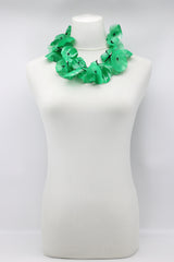 Upcycled plastic bottles - Aqua Poppy Flower Necklace - Hand-painted/gilded-short - Jianhui London