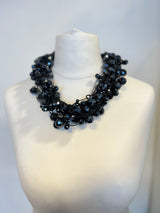 Crystal Faceted Beads on Rubber Necklace - Transparent Red