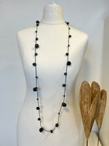 Crystal Faceted Beads on Rubber Necklace - Transparent Red