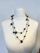 Crystal Faceted Beads on Rubber Necklace - Transparent Red