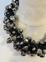 Crystal Faceted Beads on Rubber Necklace - Transparent Red