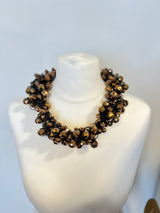 Crystal Faceted Beads on Rubber Necklace - Transparent Red
