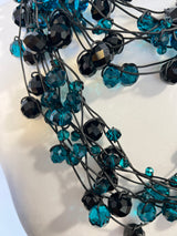 Crystal Faceted Beads on Rubber Necklace - Transparent Red