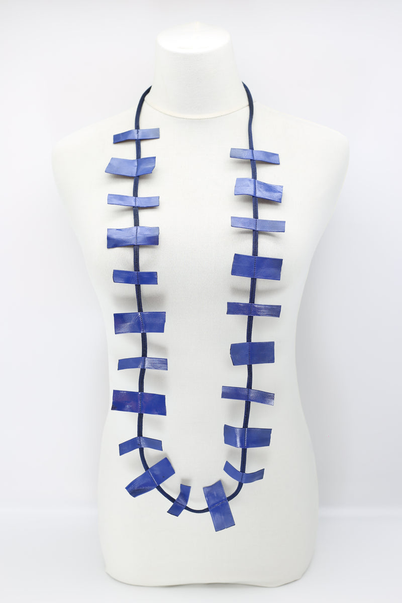 Recycled Leatherette Rectangles Necklace - Hand-painted