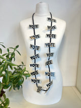 Recycled Ribbon VOTE Necklace – Lightweight Ethical Jewelry, Unique Gift Idea