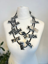 Recycled Ribbon VOTE Necklace – Lightweight Ethical Jewelry, Unique Gift Idea