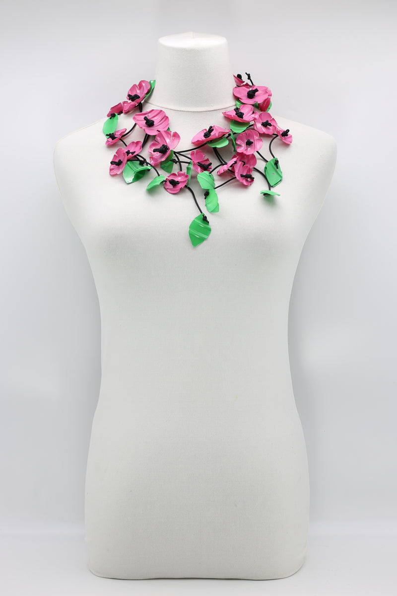 UPCYCLED PLASTIC BOTTLES POPPY FLOWER NECKLACES - SHORT