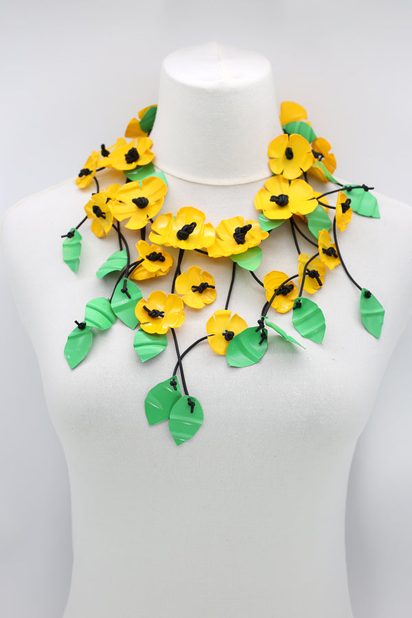 UPCYCLED PLASTIC BOTTLES POPPY FLOWER NECKLACES - SHORT