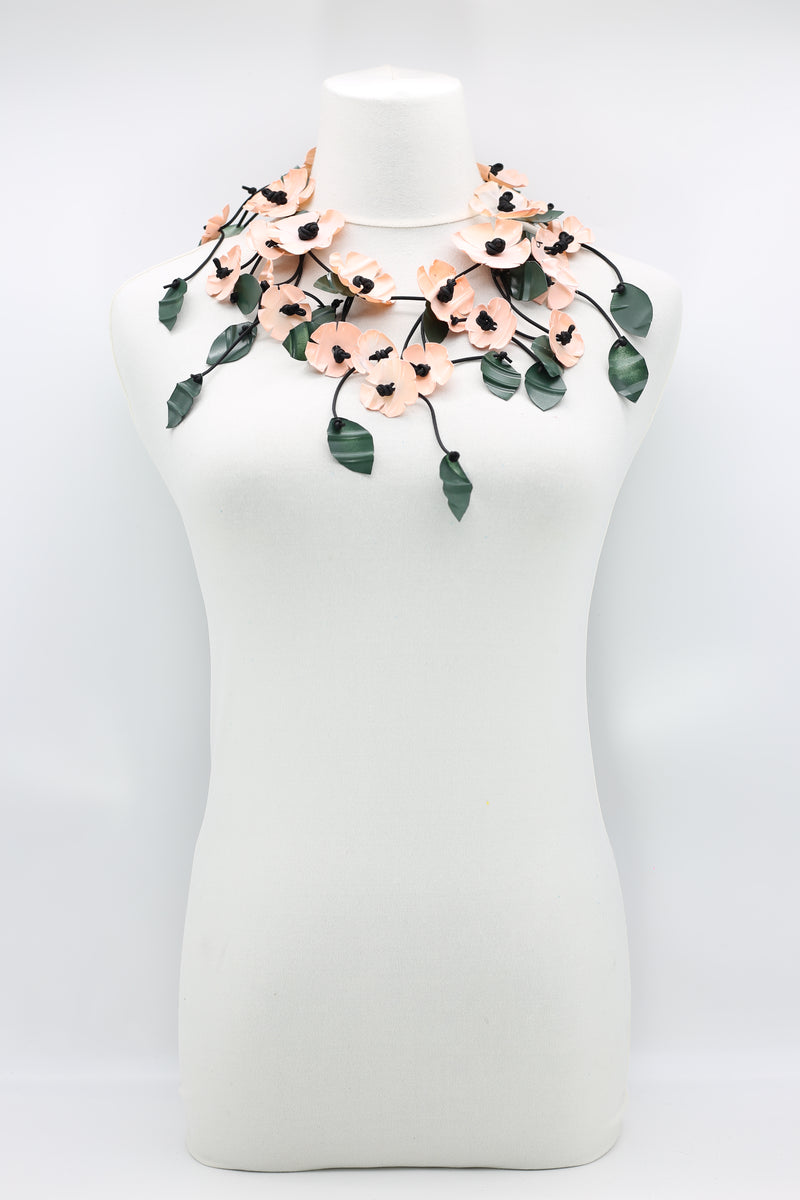 UPCYCLED PLASTIC BOTTLES POPPY FLOWER NECKLACES - SHORT