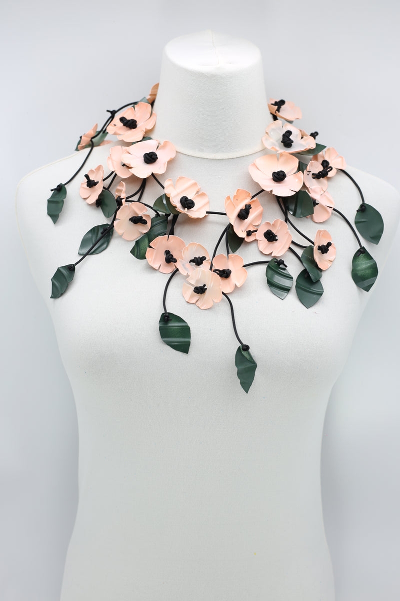 UPCYCLED PLASTIC BOTTLES POPPY FLOWER NECKLACES - SHORT